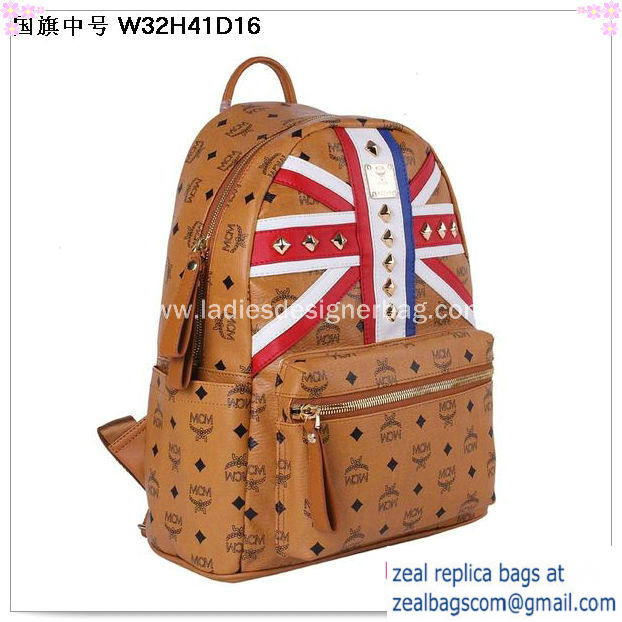 High Quality Replica MCM Medium Flag of UK Backpack MC5173 Wheat - Click Image to Close